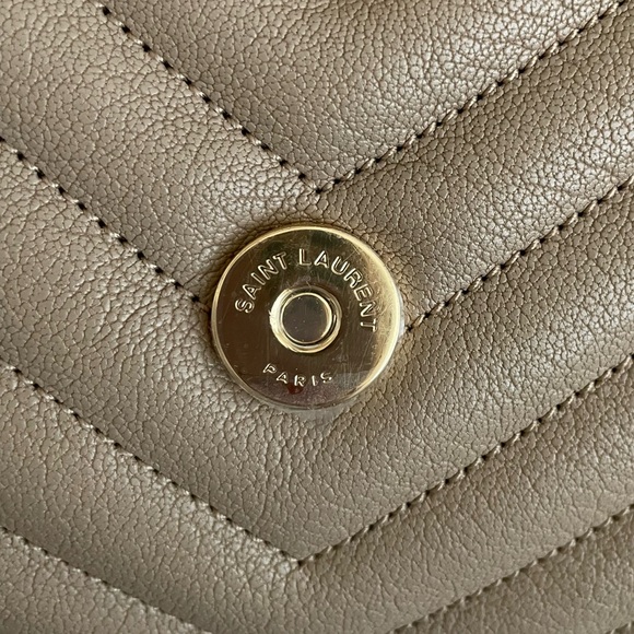 BNIB YSL College Bag Dark Beige and Gold - Picture 7 of 11